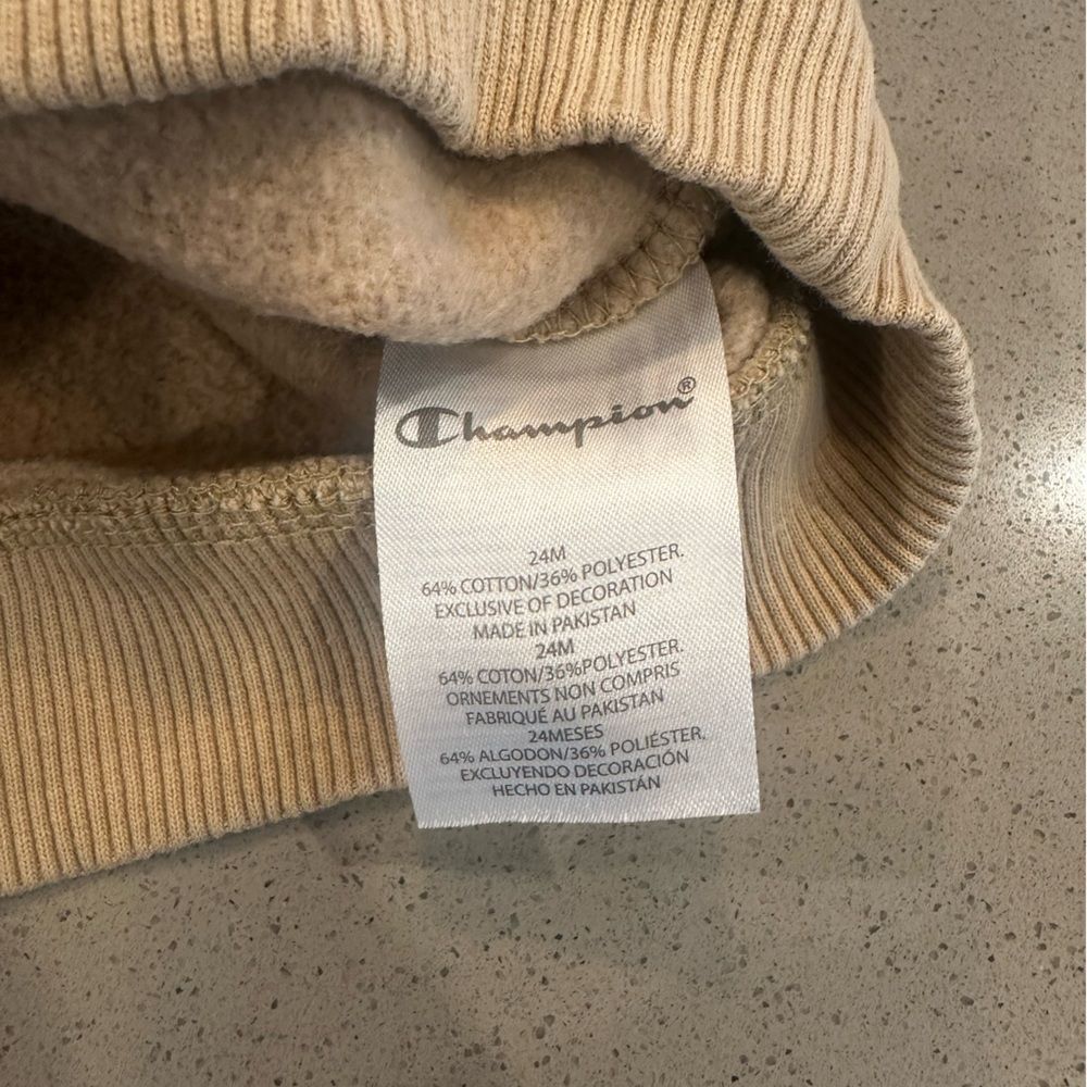 Champion Khaki Crewneck Sweatshirt with Logo Size 24 Months - Picture 5 of 5